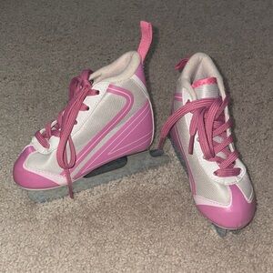 Pink and White Ice Skates